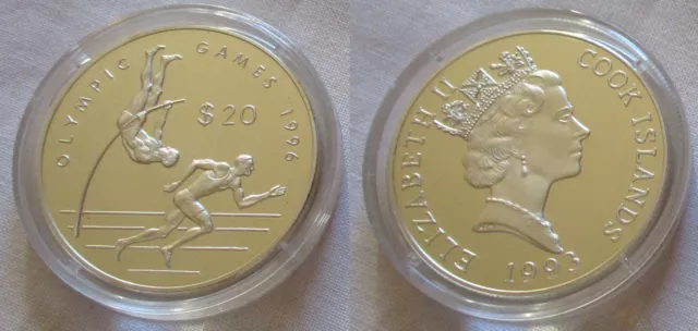 20 Dollar Silber Münze Cook Inseln Olympiade 1996 Atlanta 1993 (126237)