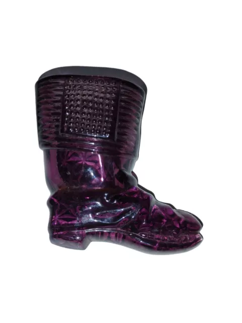 Purple Amethyst Glass Boot Match/Toothpick Holder Wall Pocket