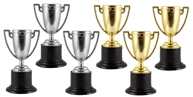 3 Silber & 3 Gold Gewinner Trophäen - Spielzeug Party Kinder/Kinder Sport Tag Belohnung