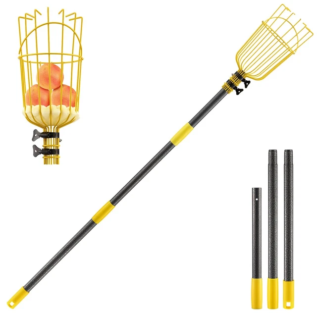 Fruit Picker Tool Picker Pole with Basket,5.5 FT Adjustable Fruit Picker Pole