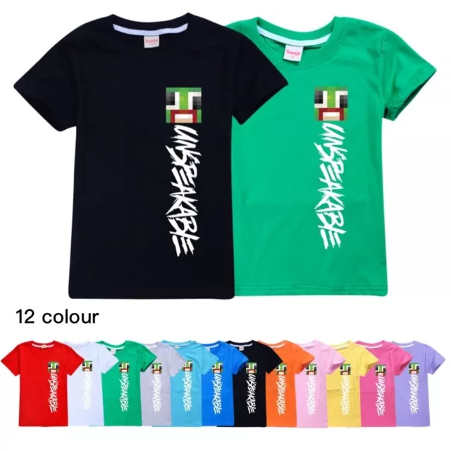 Kids Boys Unspeakable Print Short Sleeve T-shirt Casual Summer Tee Tops Age 2-14