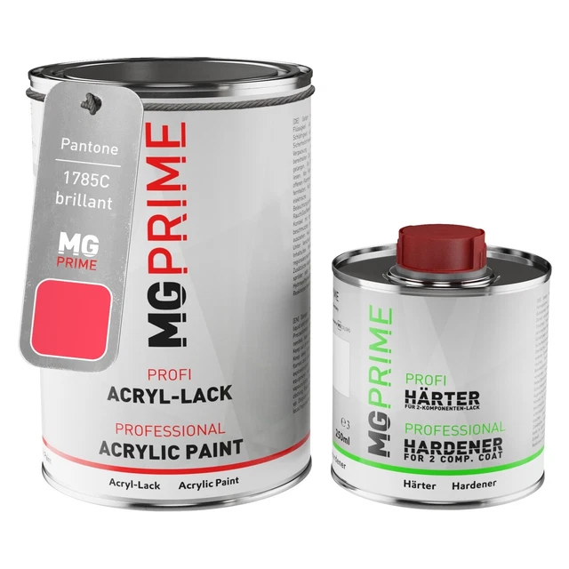 Pantone 1785C Red brillant peinture acrylique 1,5L durcisseur y.c.