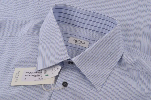 Taccaliti NWT Dress Shirt 16.5 42 Light Blues and White Stripes Maker of Canali