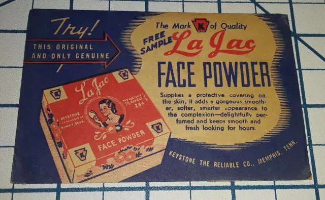1950s LA JAC Face Powder Free Sample Package High Brown Harlem Tan #1 Black Amer