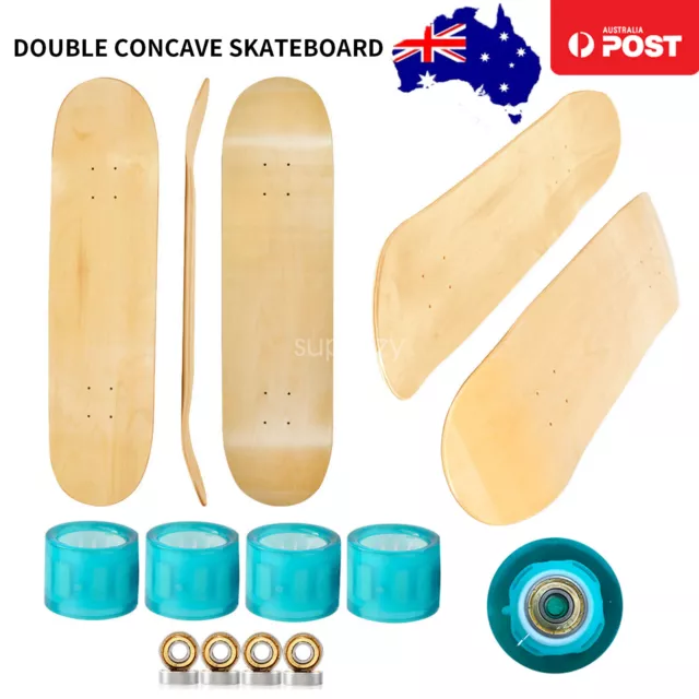 5x 8'' Blank Double Concave Skateboards Deck DIY + 78A Wheels ABEC-9 Bearing Set