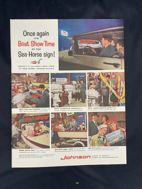 Magazine Ad* - 1959 - Johnson Outboard Motors - Boat Show
