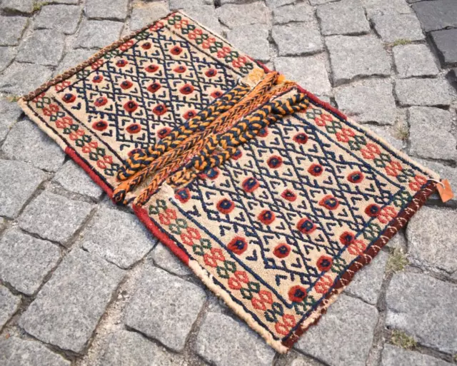 Fabulous Rare Antique Saddlebag Rug 15'' x 26''  Caucasian Cicim Saddlebag Rug