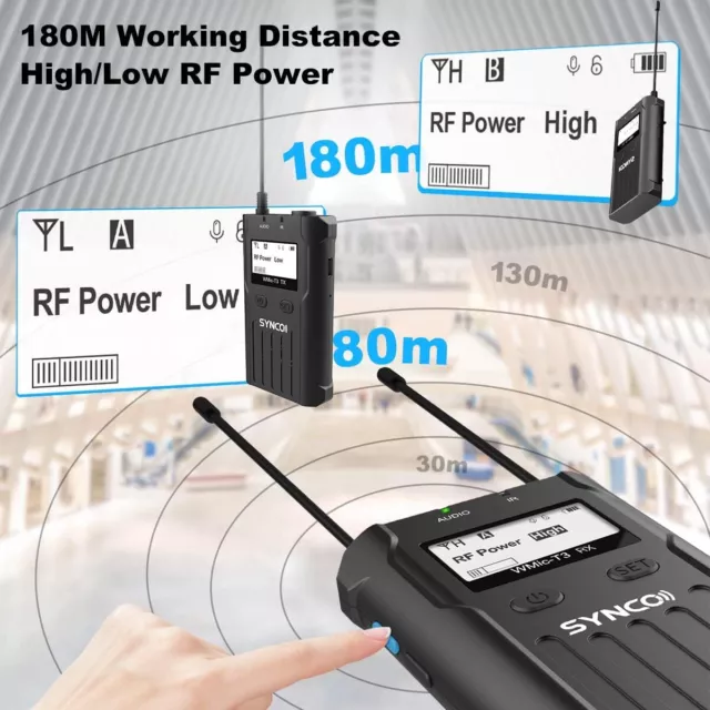 Wireless Lavalier Microphone SYNCO T3 UHF 100 Channels for Interview Vlogging 3