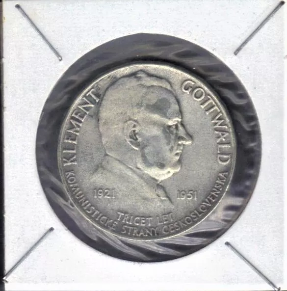 1951 CZECHOSLOVAKIA 100 KORUN KLEMENT GOTTWALD Commparty  SILVER COIN KM#33 UNC