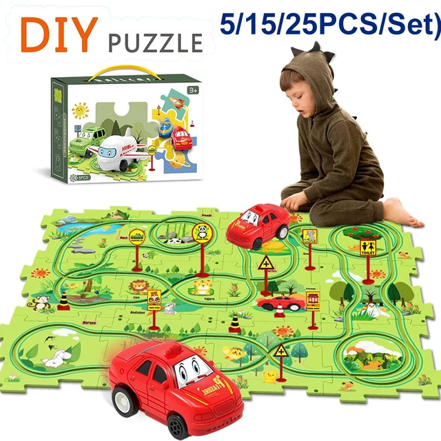DIY Car Track Puzzle Play Set Preschool Educational Montessori Toys for Kid Gift