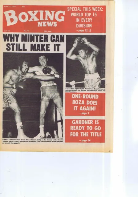 MINTER V HARRIS / BOZA-EDWARDS	Boxing News	APR	22	1977