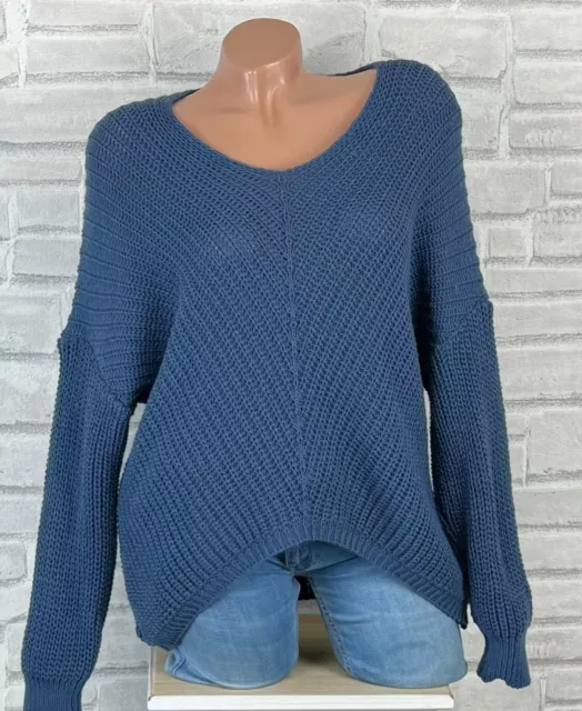 Maglione Maglia Oversize Italy Oversize Pullover Maglione 36 38 40 42 Blu F699