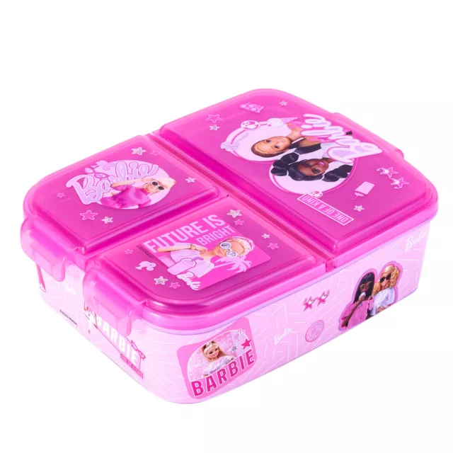 Barbie Kids Childrens Multi Compartment Sandwich Travel Lunch Box, BPA Free