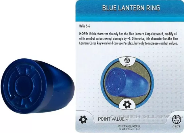 HC Heroclix War of Light Anello Lanterna Blu DC 307 Blue Lantern Ring