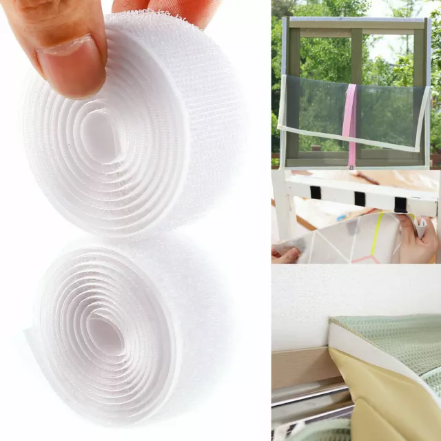 HOOK & LOOP Tape Self Adhesive VALCRO back Strip 1M X 25MM White sew stick on