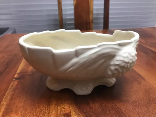 Vintage Pottery White Sculpture Ceramic Large Decor Vase Fruit Bowl (SB)