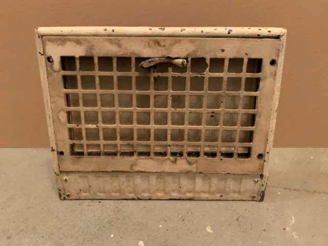 Antique Metal Rectangular Louvered Register Grille Grate