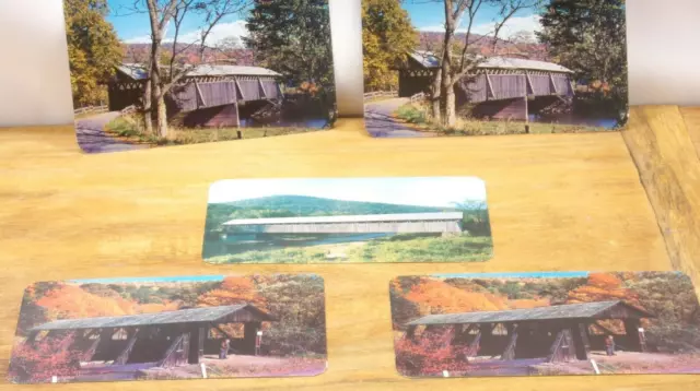 Lot of 5 Vintage Unused Postcards of Covered Bridge "Greetings from Sidney, NY"