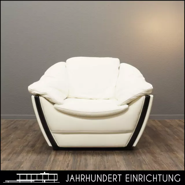 NIERI Ital. Luxus | Echtleder Sessel Weiß | Hollywood Regency Art Deco Stil