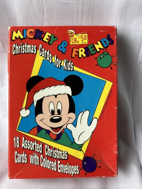 9 Disney Vintage Christmas Cards For Kids Red Envelopes Mickey & Friends Clean