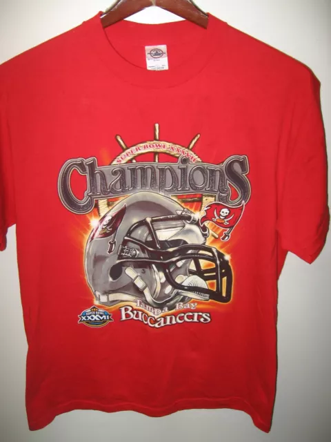 Tampa Bay Buccaneers Florida Football NFL Superbowl XXXVII 2002 Champs T Shirt L