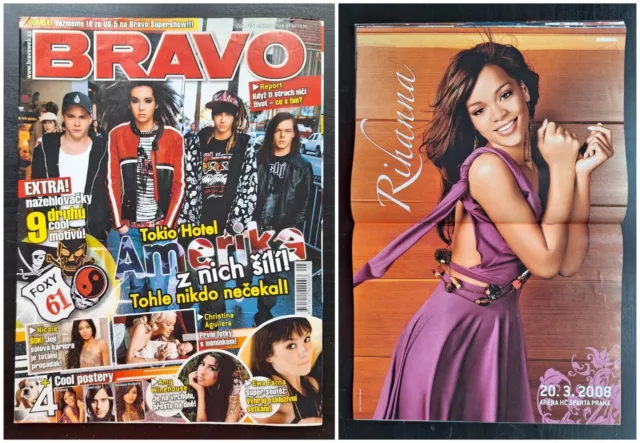 TOKIO HOTEL COVER, RIHANNA - JARED LETO POSTER No. 05/2008, CZECH MAGAZINE BRAVO