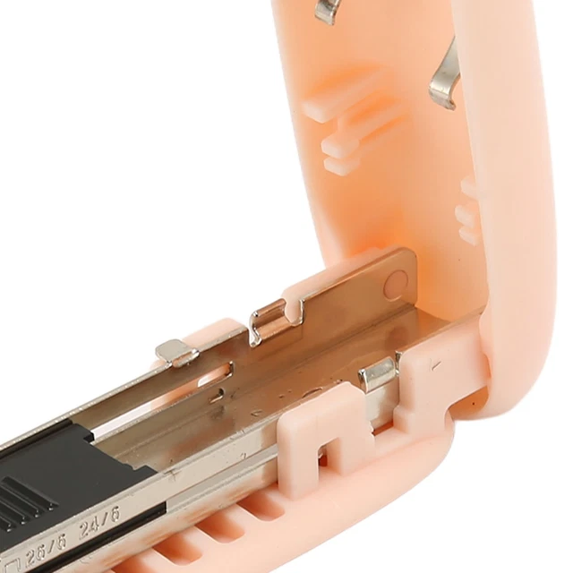 (2)Mini Stapler Round Shape Lightweight Lever Structure Ergonomic Foldable
