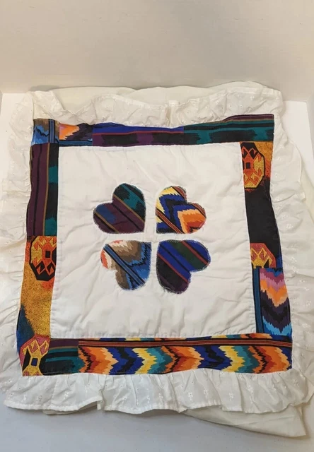 Vintage heart stitch native print hand patch work cloth pillow case decor
