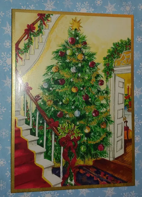 Caspari Christmas Staircase Tree Scene Small Cards Set Of 6 Barbara Wilson