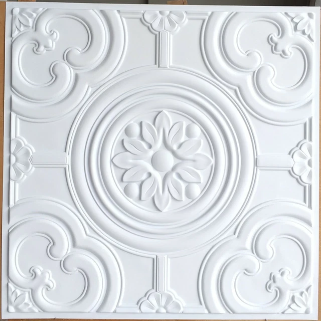 Ceiling tiles Faux tin white matt decor Barber saloon wall panel PL50 10pcs/lot