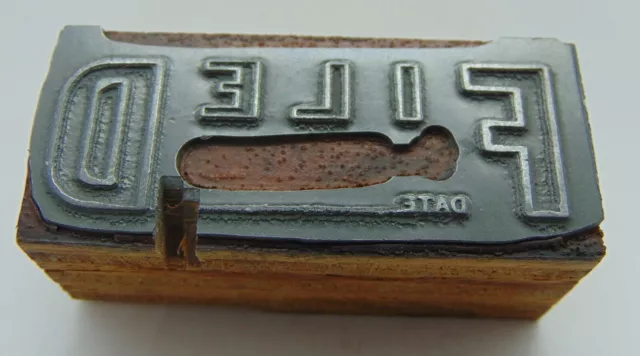 Vintage Printing Letterpress Printers Block Filed Date