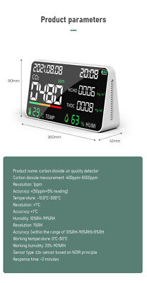 Portable CO2 Meter TVOC HCHO Carbon Dioxide Sensor Monitor for Hotel School Home