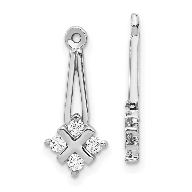14k White Gold AA Diamond Earring Jackets 19x8 mm