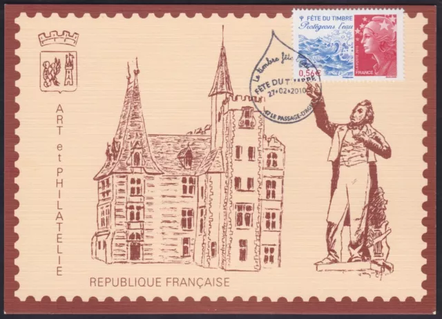 France FDC 4439 1ER JOUR sur carte 2010 Fête du timbre L'EAU LE PASSAGE D AGEN