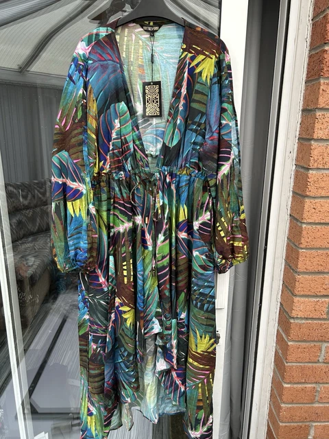 NEW STUNNING LADIES BIBA Maxi Kaftan Beach Dress Cover Up Jungle Print UK  Large 21.50 - PicClick UK