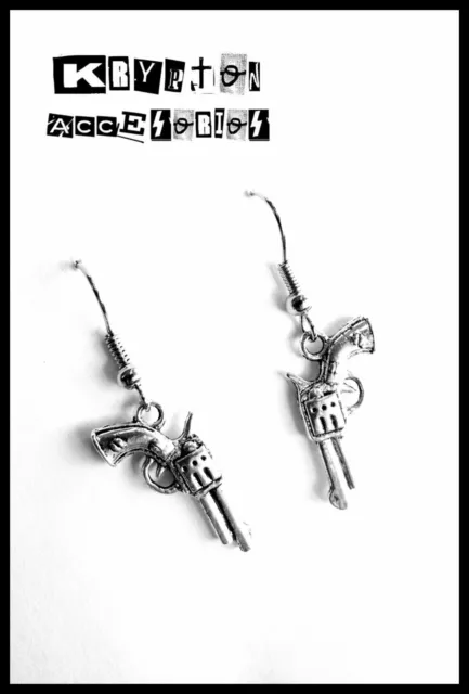 Pendientes Pistolas Complemento Armas Revolver Choker Punk Gothic Rock Guns