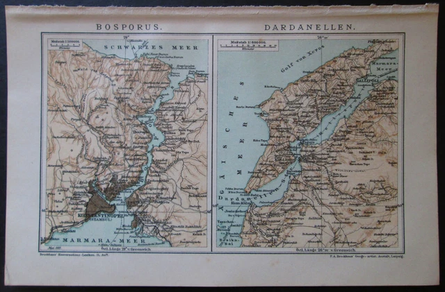 Antique map. TURKEY. THE DARDANELLES & THE BOSPORUS. 1911