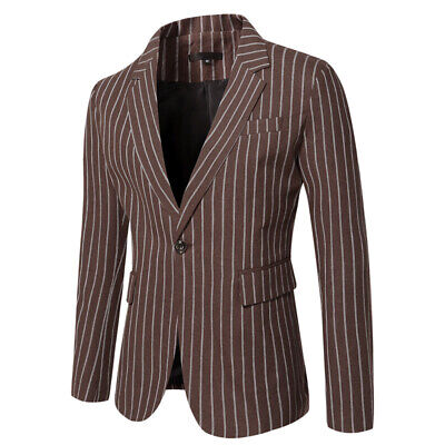 Uomo Righe Giacca Smoking Abito Suit Smart Cena Cappotto Top Business Casual