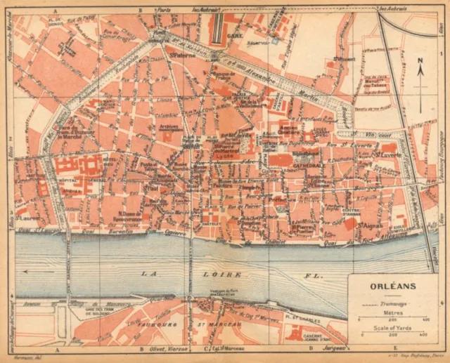 LOIRET. Orléans 1922 old vintage map plan chart