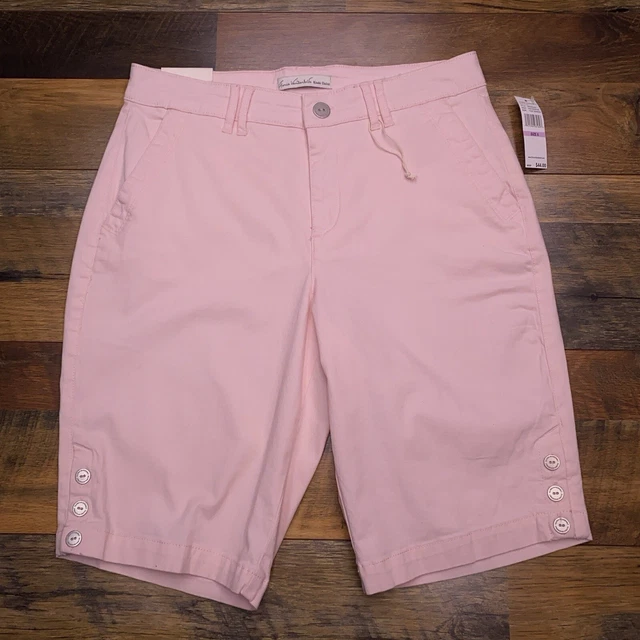 GLORIA VANDERBILT BERMUDA Shorts Womens 6 Pink Mid Rise Stretch New 19.99 PicClick