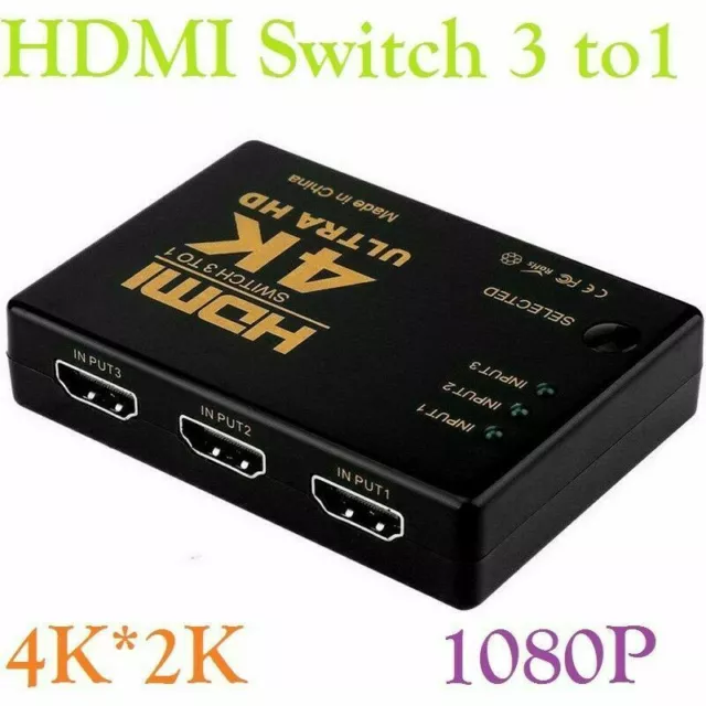 HDTV PC 3D 4K * 2K 3 in 1 out HDMI Switch Hub Splitter TV Switcher Adapter