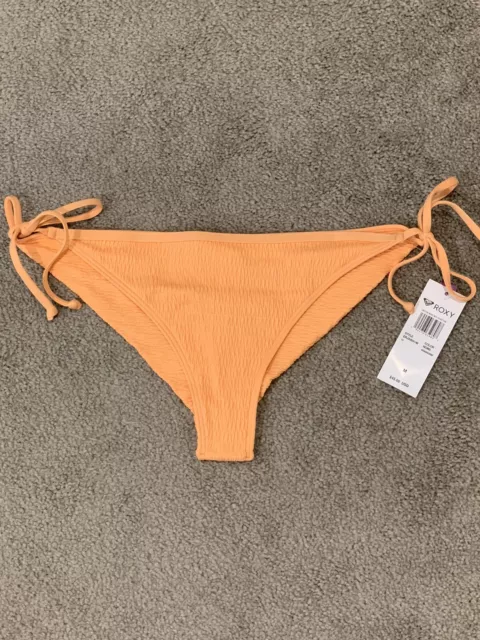 Roxy Darling Wave Mini Tie Bikini Bottoms Women's Size M Coral Orange Fun Flirty