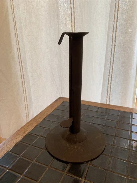 1800s Antique Primitive Wrought Iron Hogscraper Candlestick  8.5 inch