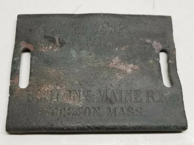 B&M Boston  and Maine Railroad Brass Baggage Check
