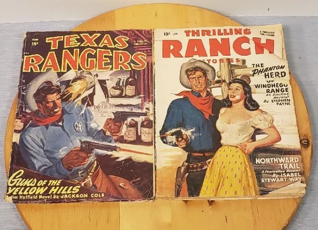 Vtg. Pulp Lot of 2 Texas Rangers, thrilling ranch stories Nov 1947 Jan 1949
