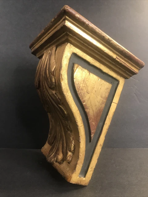 Antique wood wall shelf/hand carved/Gold gilded/Bracket/France C.1900/Louis XVI