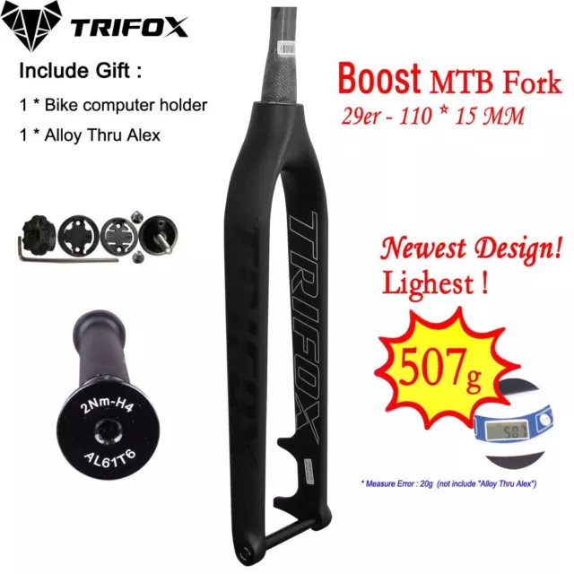 TRIFOX Full Carbon MTB Fork 29er 110*15 mm Bike Fork Boost 29"disc brake Taper