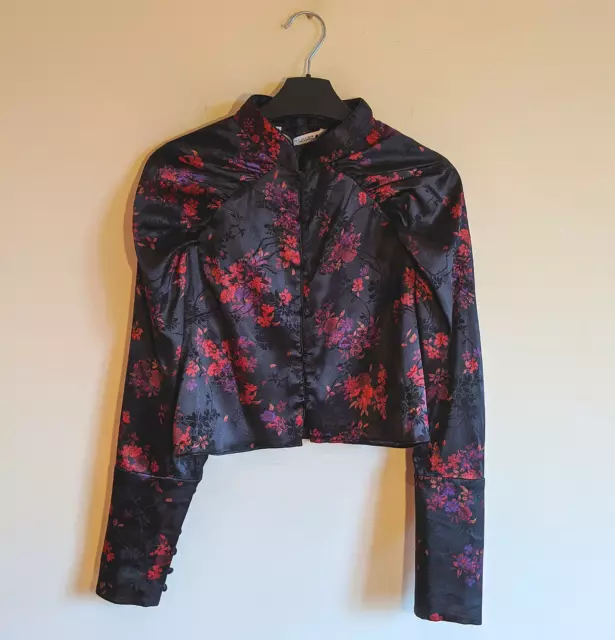 ZARA NEW RED Oriental Floral Printed Bodysuit With Crossover