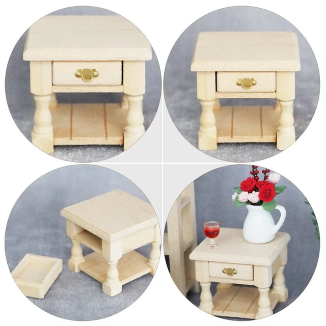 BEDROOM FURNITURE MINI Bedside Table Modern Nightstands Miniature £6.99