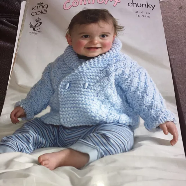 Baby Knitting Pattern, Chunky. King Cole Size 16-24 Inch